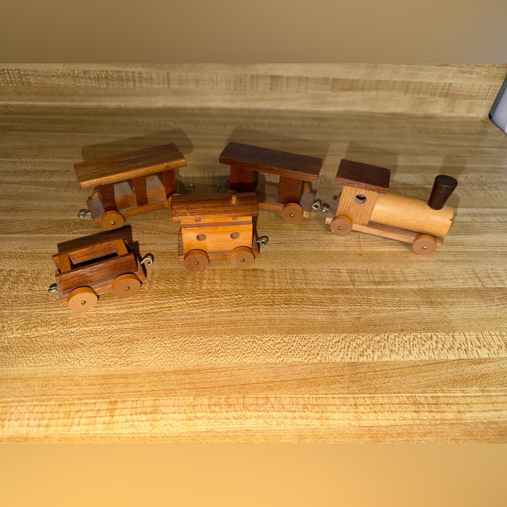 Vintage 90s toystalgia Wooden Train Set for‎ Kids collectibles trains fun play